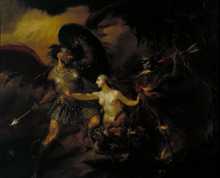 Хогарт, Уильям Сатана, Грех и Смерть (сцена из поэмы Потерянный рай Мильтона) картина