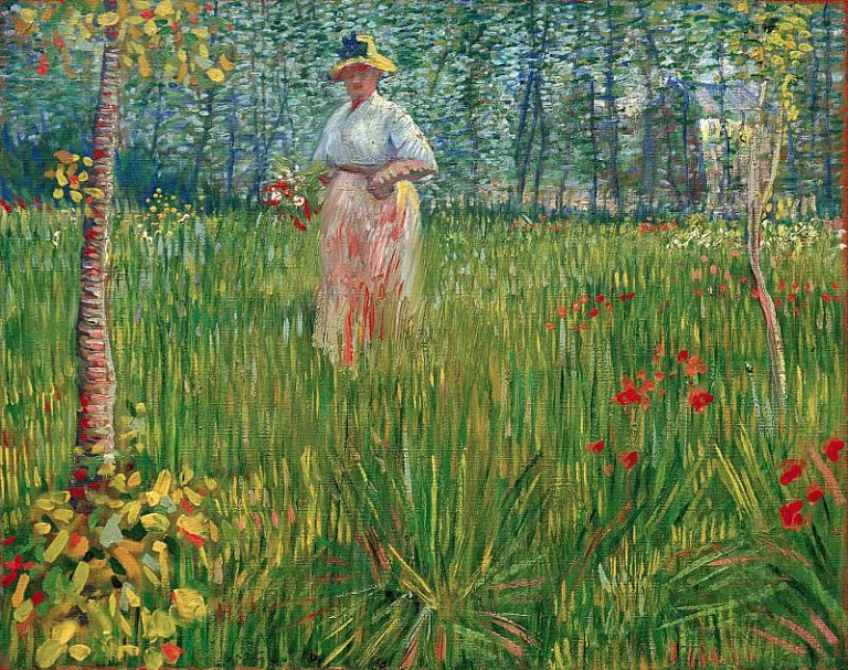 Женщина в саду картина