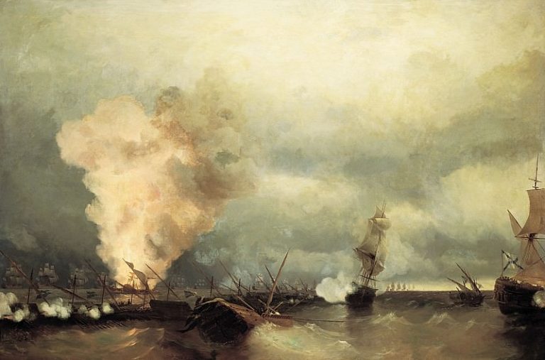 Морское сражение при Выборге 29 июня 1790 г. 1846 222х335 картина