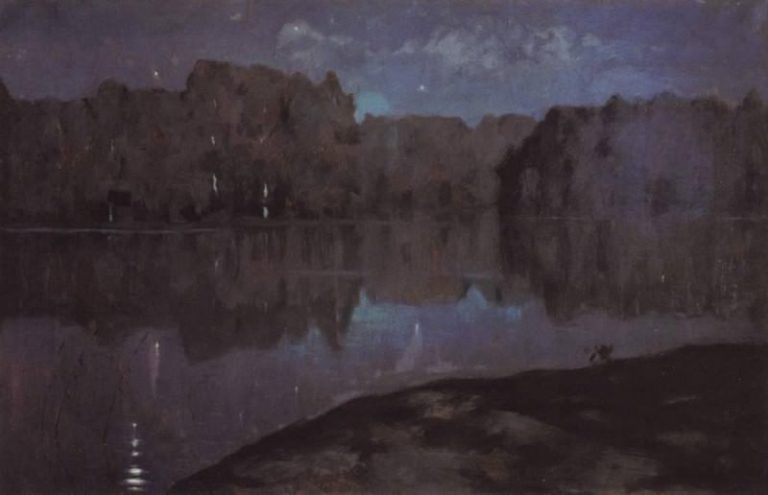 Ночь. Берег реки. Конец 1890-х картина