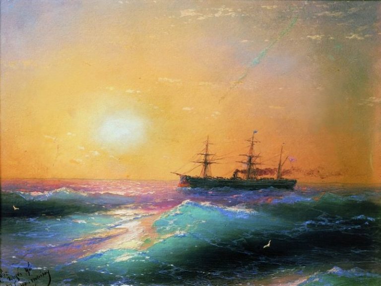 Закат на море 1886 25,2х33,2 картина