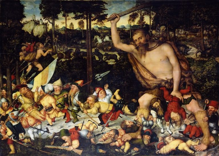 Лукас Кранах II – Проснувшийся Геркулес и пигмеи картина