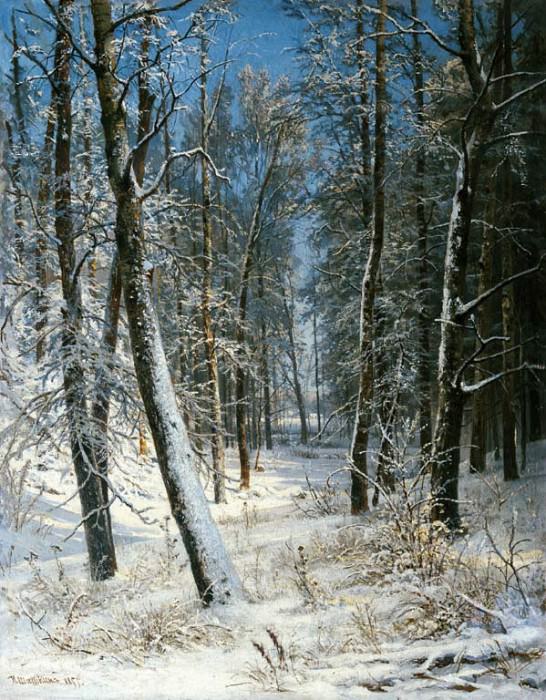 Зима в лесу, иней 1877 40х25 картина