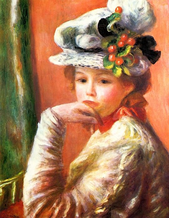 Девушка в белой шляпе (также известная как Женщина, опирающаяся на руку) картина