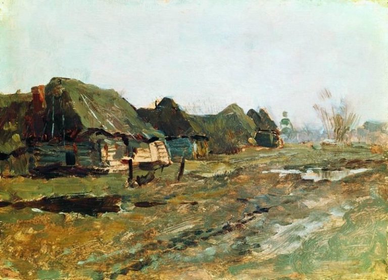 Постой в деревне. 1890-е картина