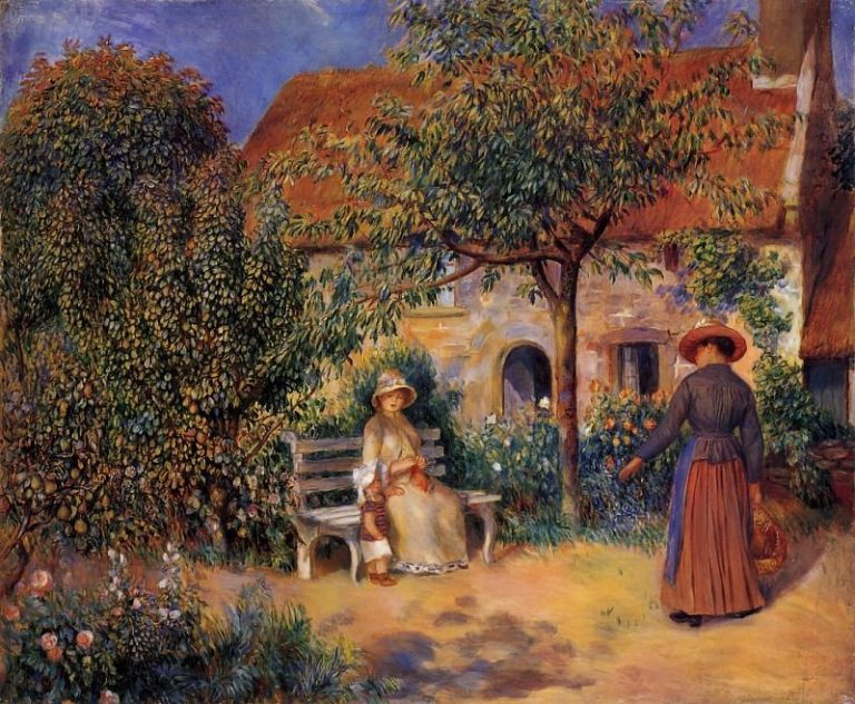 Сцена в саду в Бретани картина