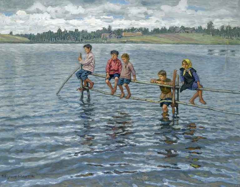 Дети на озере картина