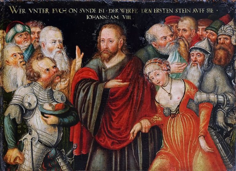 Мастерская Лукаса Кранаха II – Христос и грешница картина