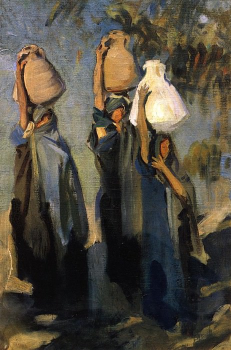 Бедуинки, несущие кувшины с водой на голове картина