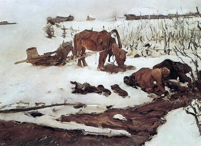 Полосканье белья (На речке). 1901 картина