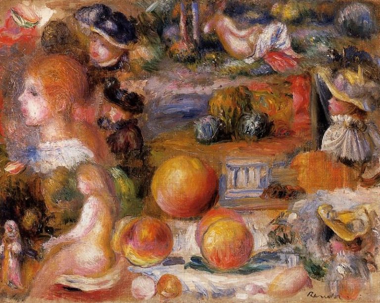 Этюды – Женские головы, обнаженные, пейзажи и персики – 1895 г картина