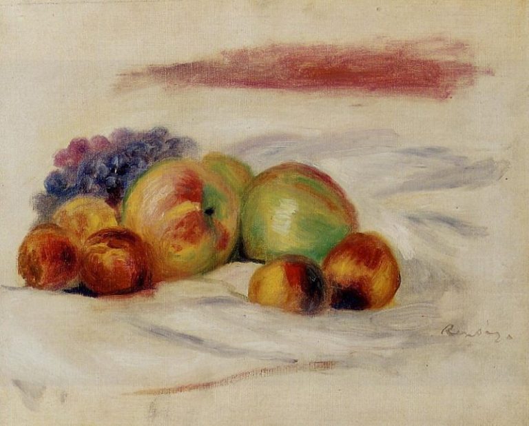 Яблоки и виноград картина
