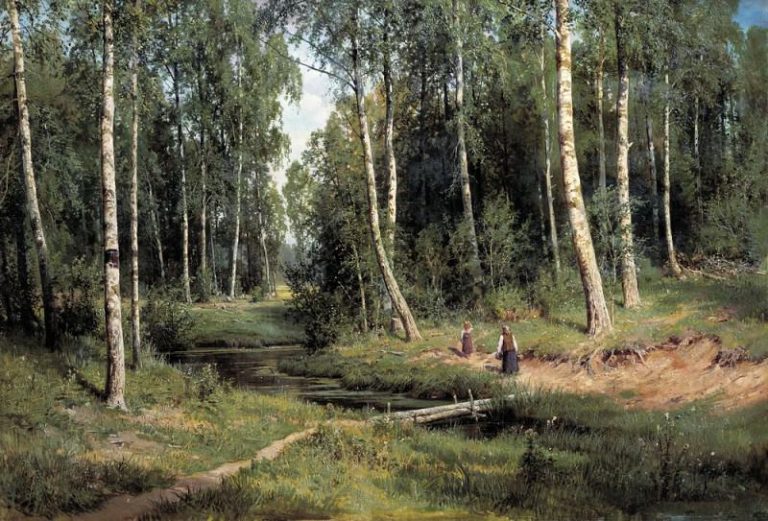 Ручей в берёзовом лесу 1883 105х153 картина