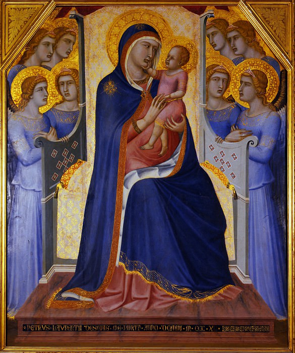 Пьетро Лоренцетти – Мадонна с Младенцем на троне и ангелы картина
