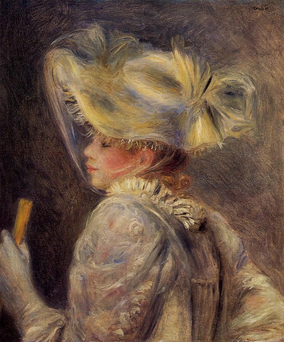 Женщина в белой шляпе картина