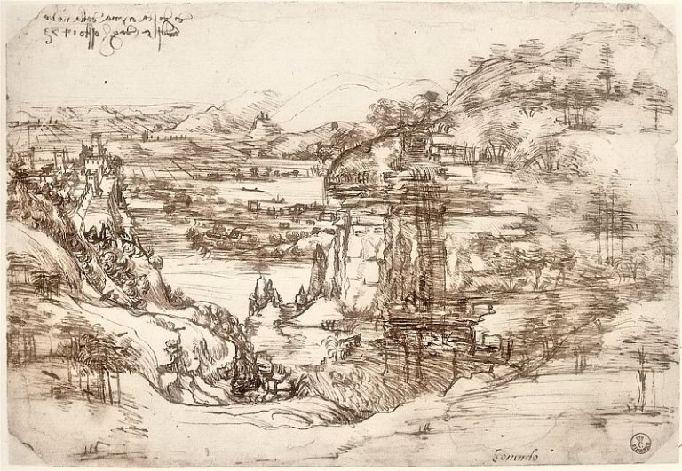 Пейзаж с видом на Арно картина