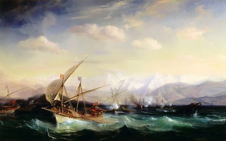 Гюден, Жан Антуан Теодор – Адмирал Андреа Дора рассеивает испанский флот близ Вара 7 июля 1524 года картина