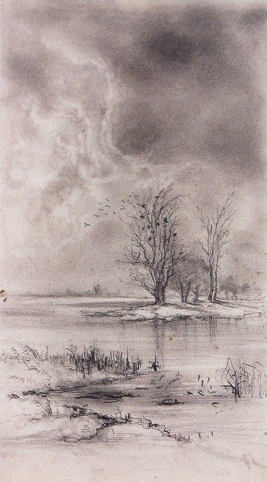 Весенний пейзаж. Ростепель. 188-1890-е картина