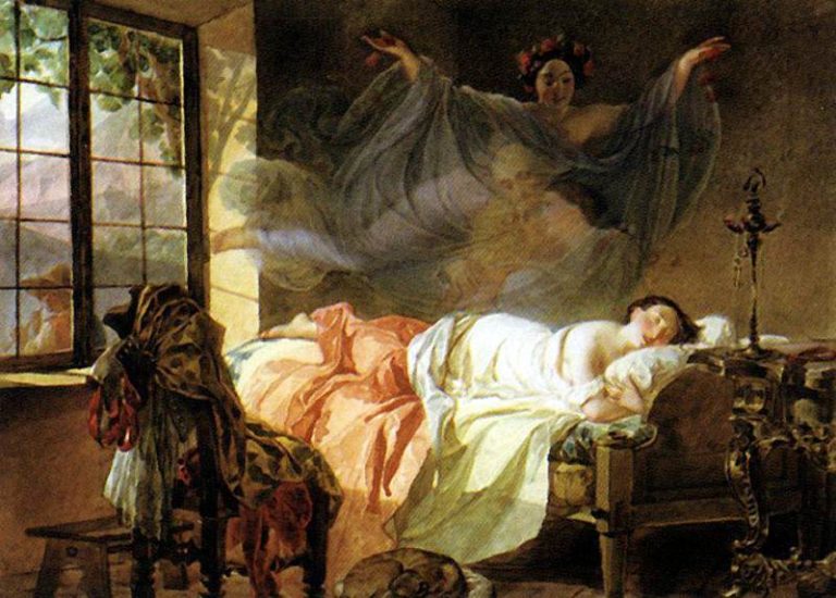 Сон молодой девушки перед рассветом. 1830-1833 картина