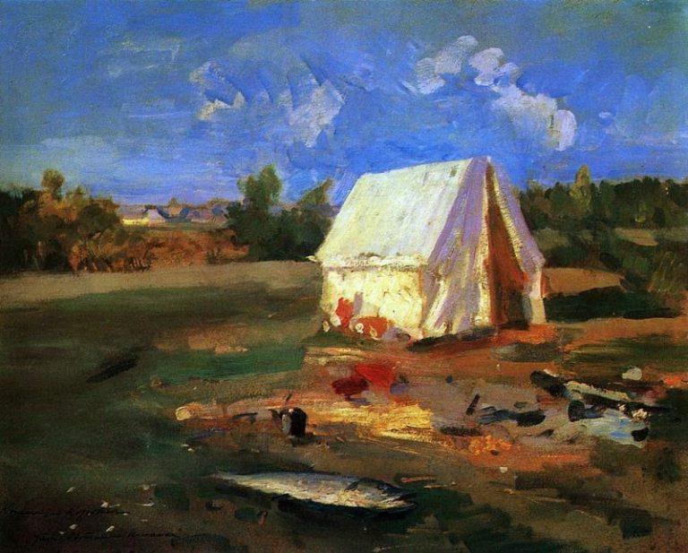 Утро. Охотничья палатка. 1914 картина