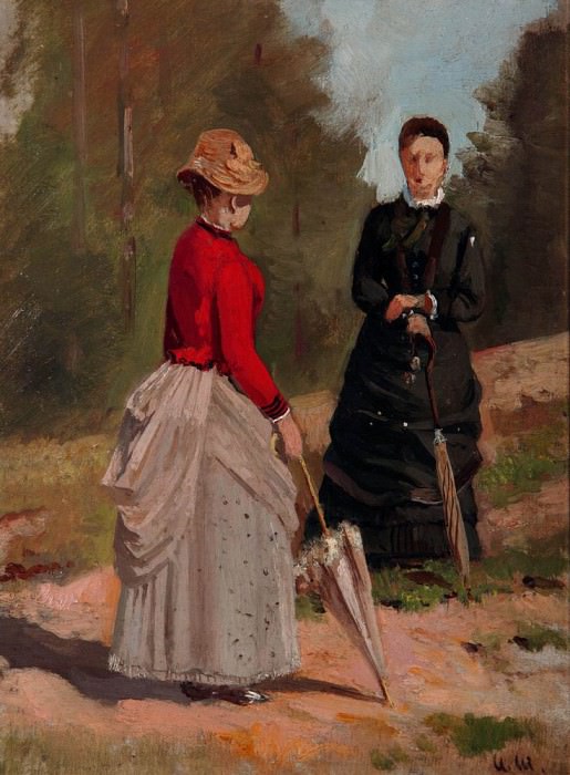 Две женские фигуры 1880-е 29. 3х22. 8 картина
