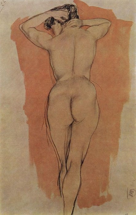 Натурщица со спины. 1906 картина