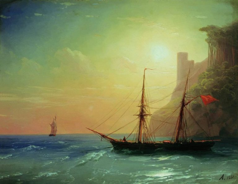 Берег моря 1861 20х25 картина