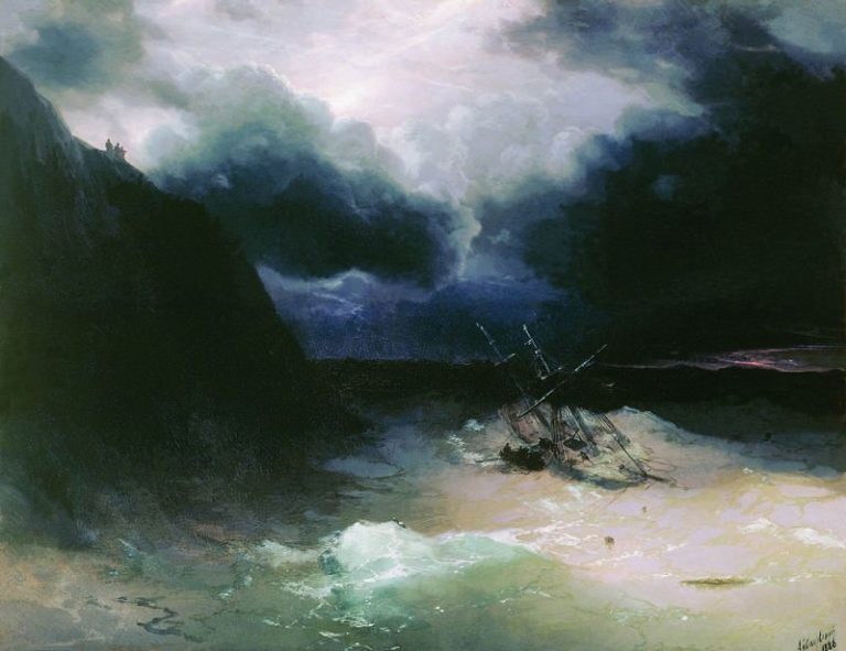 Парусник в бурю 1886 картина