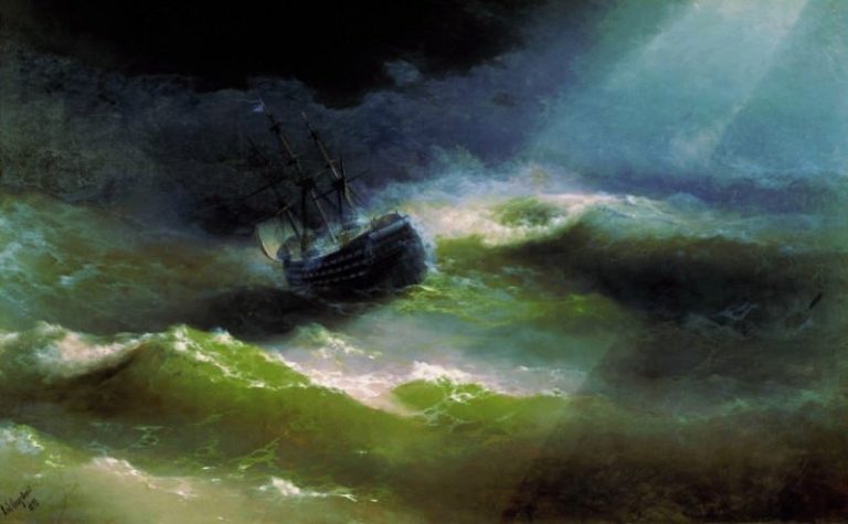 Корабль Императрица Мария во время шторма 1892 224х354 картина