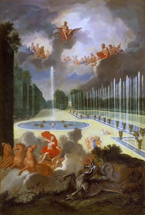 Жан Котель – Вид на фонтан драконов с Аполлоном, убивающим Питона картина