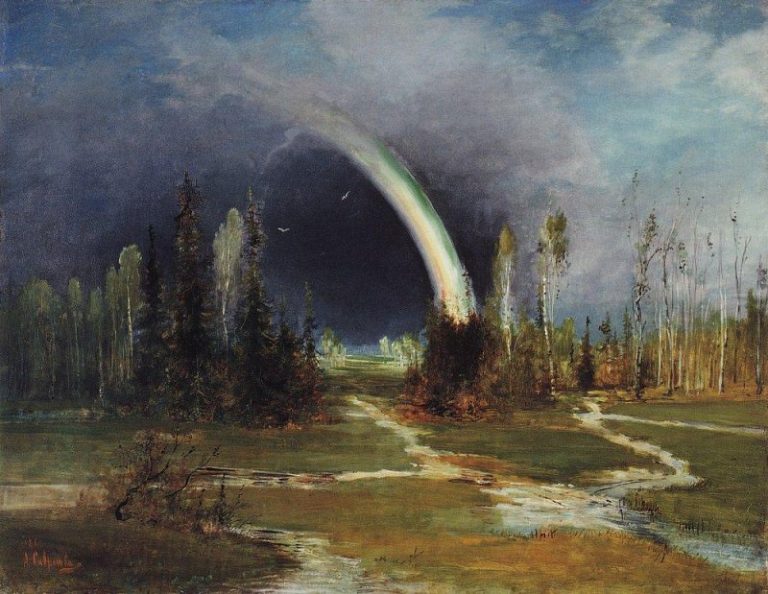 Пейзаж с радугой. 1881 картина