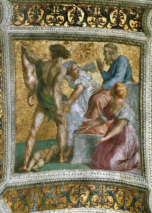 Станца делла Сеньятура: Роспись потолка (фрагмент) – Суд Соломона картина