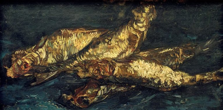 Натюрморт с копченой рыбой картина