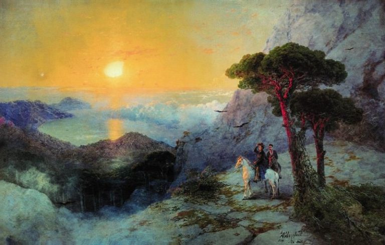 А.С.Пушкин на вершине Ай-Петри при восходе солнца 1899 135х250 картина