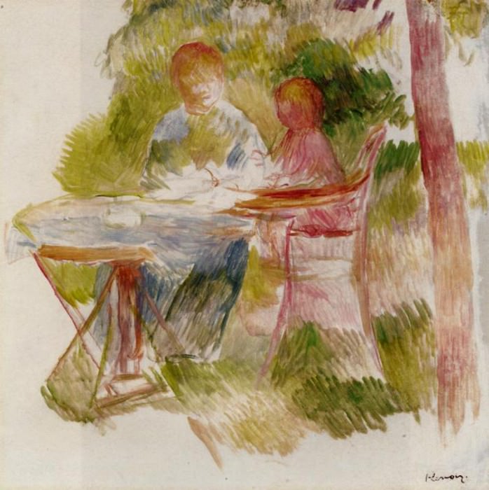 Женщина с ребенком в саду (набросок) картина