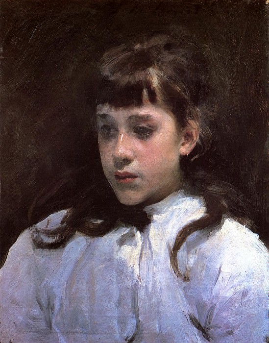 Юная девушка в белой муслиновой блузке картина