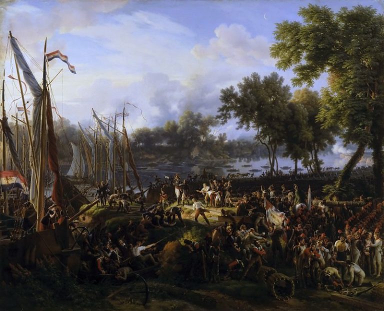 Луи-Франсуа Лежен – Форсирование Рейна французской армией близ Дюссельдорфа 6 сентября 1795 года картина