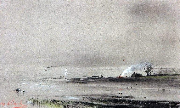 Спасский затон на Волге. 1893 картина