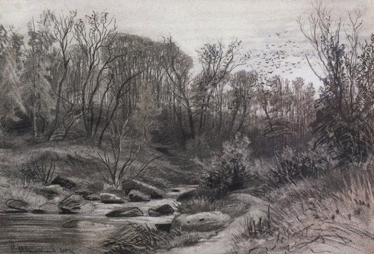 Лесной ручей. Вечер 1871 29х43 картина