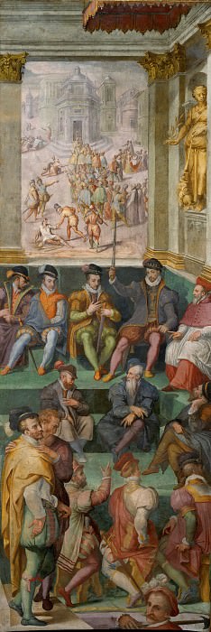 Король Франции Карл IX защищает гугенотов в парламенте 26 августа 1572 картина