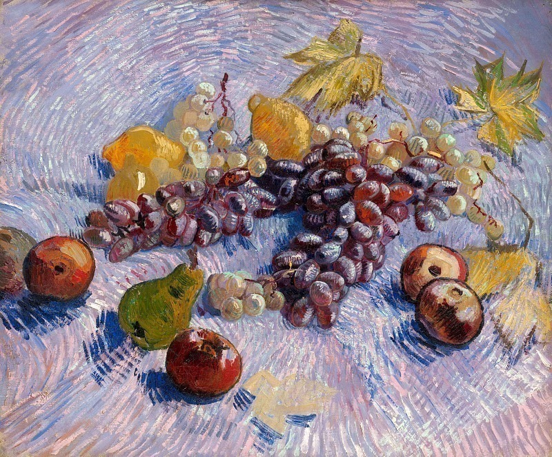 Виноград, лимоны, груши и яблоки картина