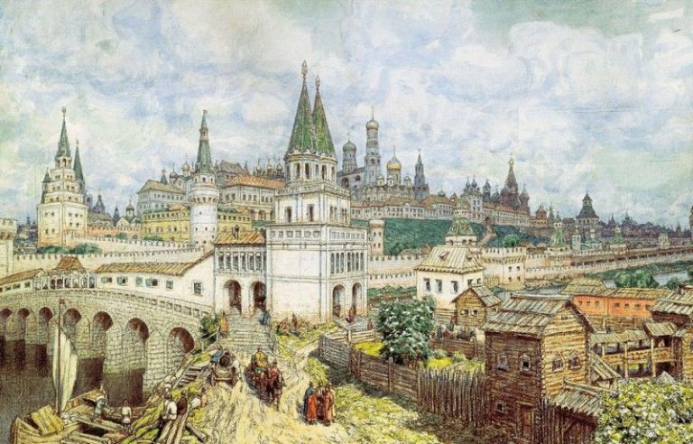 Расцвет Кремля. Всехсвятский мост и Кремль в конце XVII века. 1922 картина