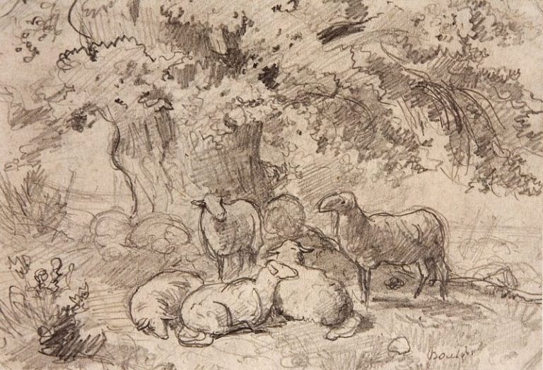Овцы под дубом. 1862-1864 13х19 картина