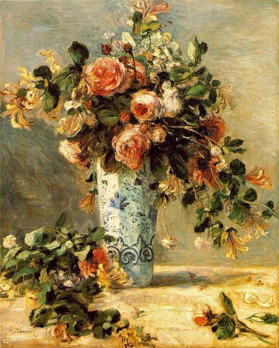 Розы и жасмин в делфтской вазе – 1880 г картина