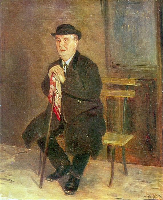 Старик на скамейке. 1880-е. Х. , м. 36х29 Ростов-на-Дону картина