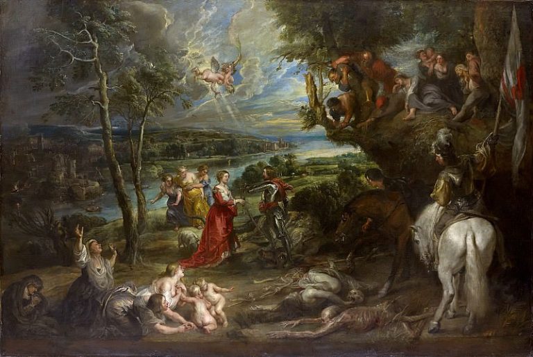 Пейзаж со святым Георгием и драконом картина