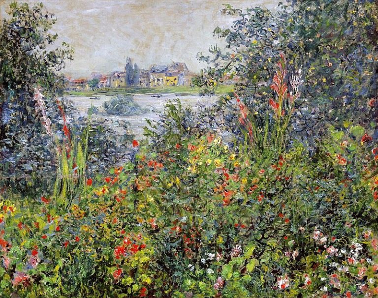 Цветы в Vetheuil картина