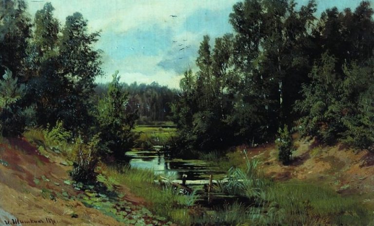Лесной ручей 1870 36х59 картина