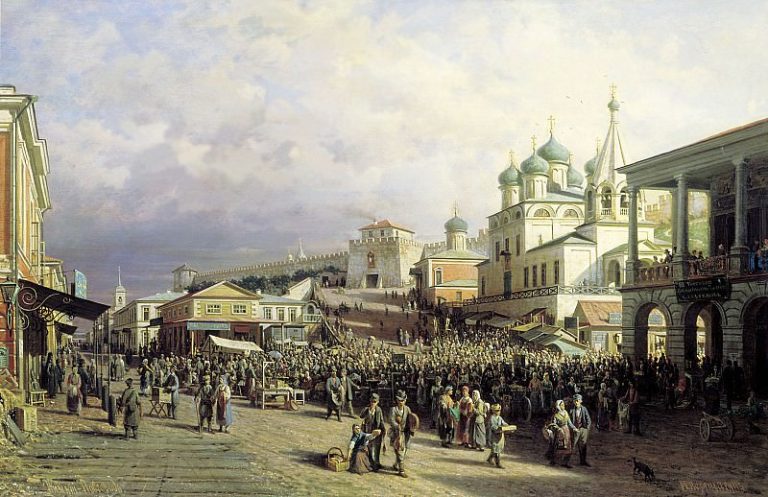 Рынок в Нижнем Новгороде. 1872. Холст, масло. 90х140 см картина