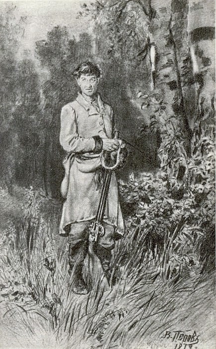 На тяге. Рисунок карандашом. 1879 картина